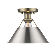 Golden 3306-FM AB-PW - Yep by Golden Lighting Orwell 1-light Flush Mount in Aged Brass and Pewter shade